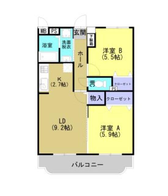 メゾン・デイジー(2LDK/2階)の間取り写真