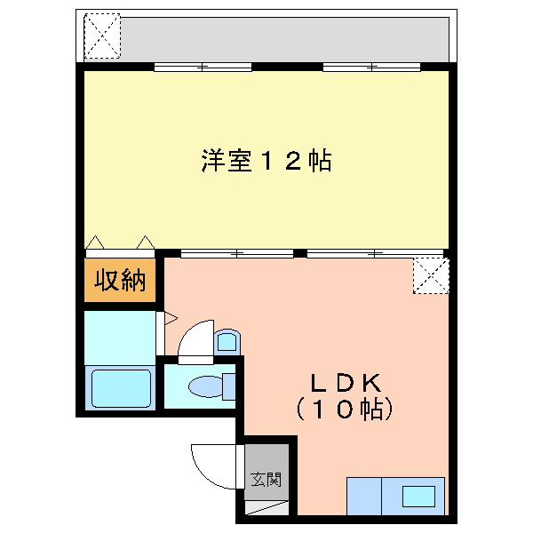 城山ハイツ(1LDK/2階)の間取り写真