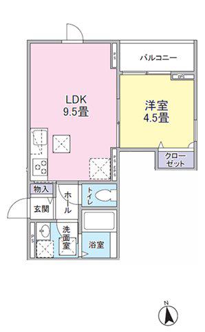 八王子市大塚AP(1LDK/1階)の間取り写真