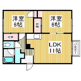 グランドール登別本町(2LDK/2階)の間取り写真