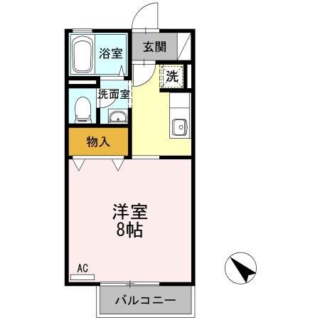 クレール静岡 B(1K/1階)の間取り写真