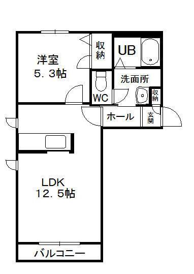 アルブル(1LDK/1階)の間取り写真