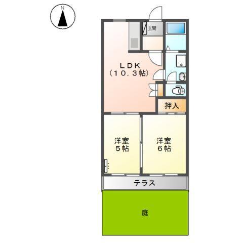 グランビュー平田(2LDK/1階)の間取り写真