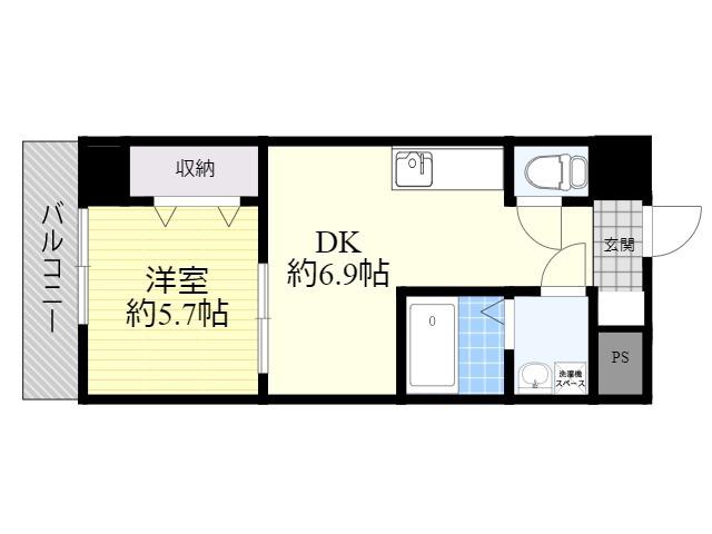 リデアル顕徳(1DK/3階)の間取り写真