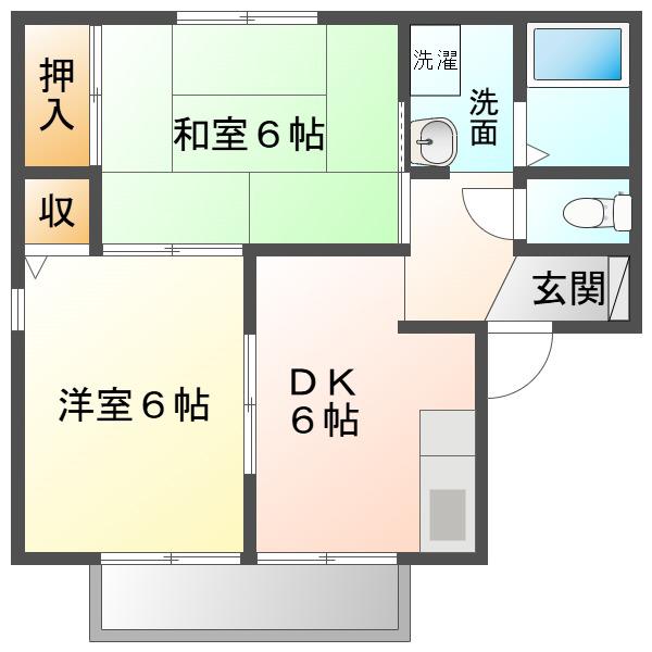アネックスM(2DK/1階)の間取り写真
