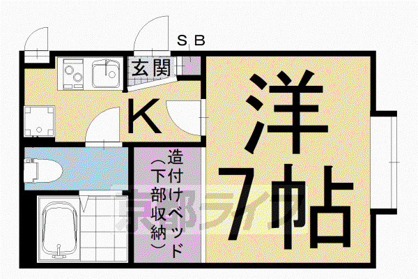 レオパレス三条東山(1K/1階)の間取り写真