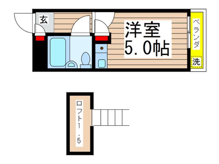 スリーエム(ワンルーム/1階)の間取り写真