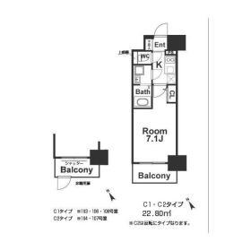 エスリード京橋グランテラス(1K/4階)の間取り写真