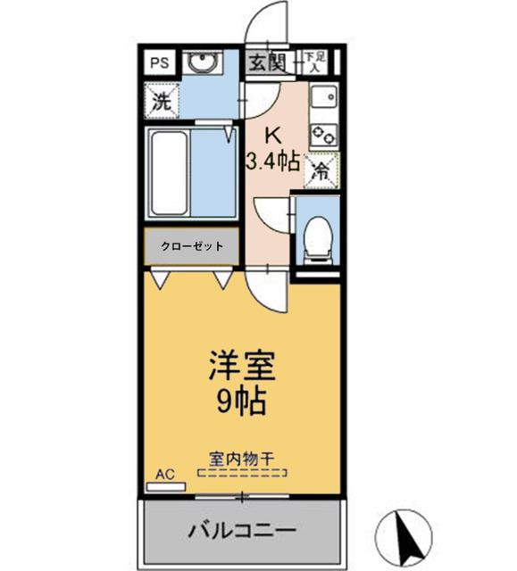 アプリシティ(1K/2階)の間取り写真