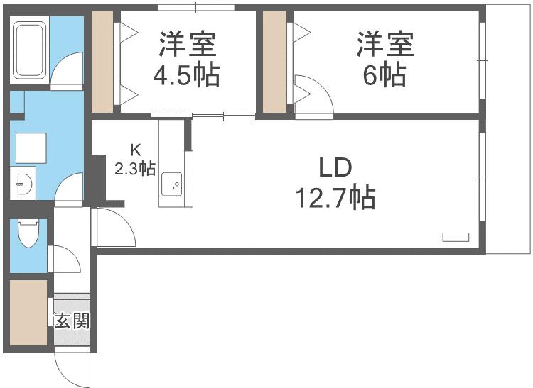 ブランシャールNAKAJIMA PARK FRONT(2LDK/4階)の間取り写真