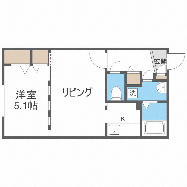 ファインブルーム学園前(1DK/3階)の間取り写真