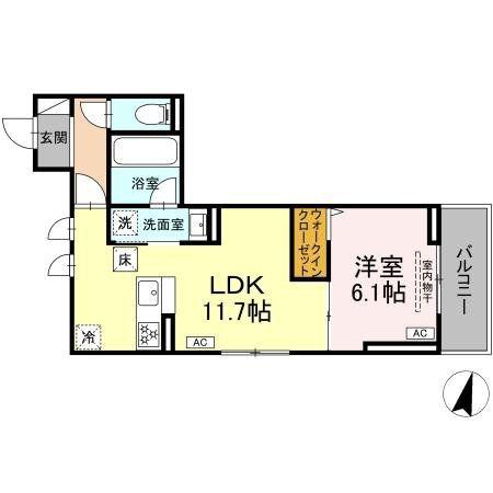 D PAINA 木月住吉町(1LDK/1階)の間取り写真