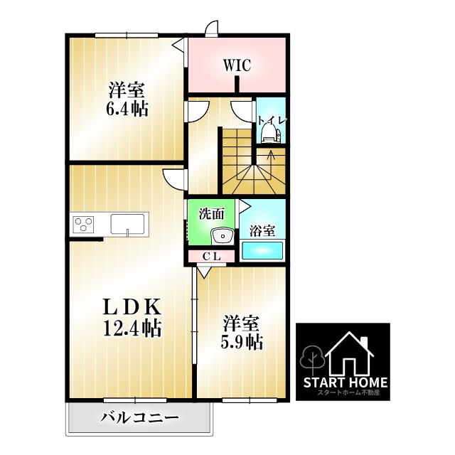 シャーメゾン乙瀬(2LDK/2階)の間取り写真