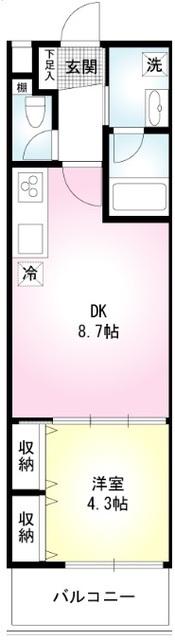 センターパレス(1DK/1階)の間取り写真