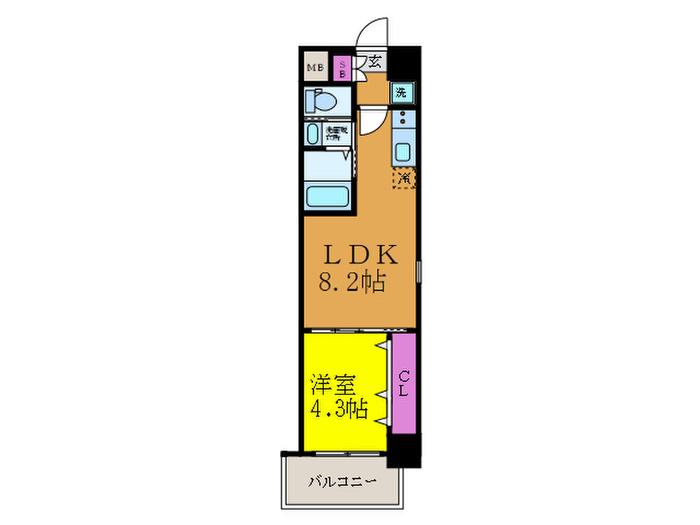 クローバー・グランデ吹田(1LDK/2階)の間取り写真