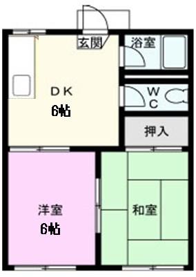 宇田川ハイツA(2DK/2階)の間取り写真