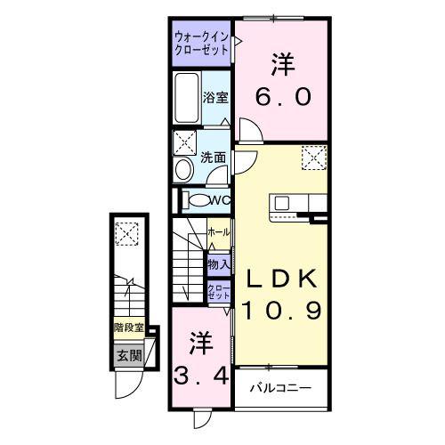 オハナハウス(2LDK/2階)の間取り写真