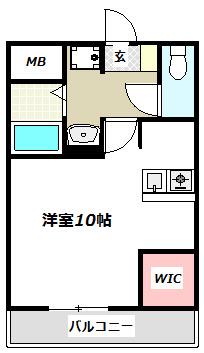 パレス長嶺(ワンルーム/3階)の間取り写真