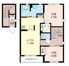 FERMIER A棟(2LDK/2階)の間取り写真
