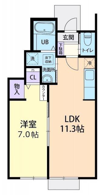 LA CIEL(1LDK/1階)の間取り写真