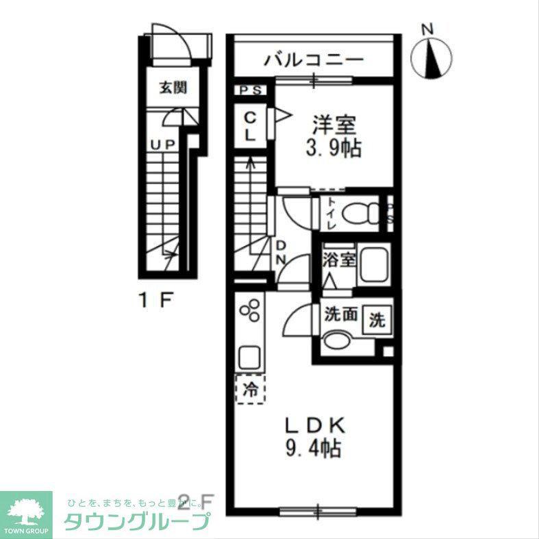 BONHEUR(1LDK/2階)の間取り写真