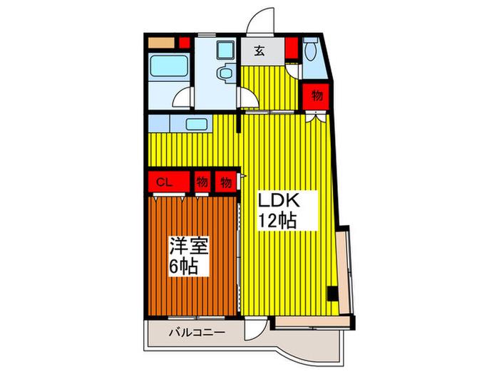グランベル(1LDK/2階)の間取り写真