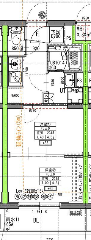 ラヴィエール住吉駅前(2K/2階)の間取り写真