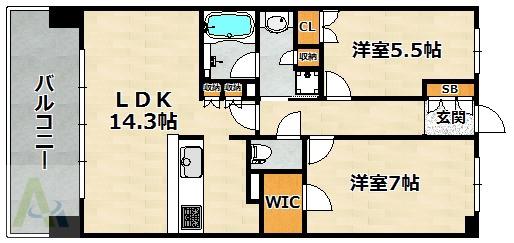 プレサンスロジェ西神南(2LDK/3階)の間取り写真