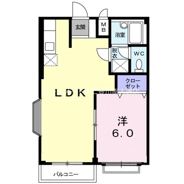 エルディム鈴鷺A(1LDK/2階)の間取り写真