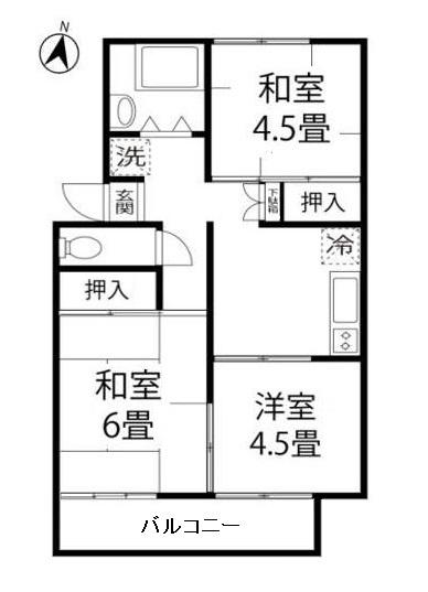 シティコスモス(3DK/2階)の間取り写真