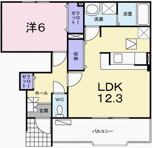 サンビエント(1LDK/1階)の間取り写真