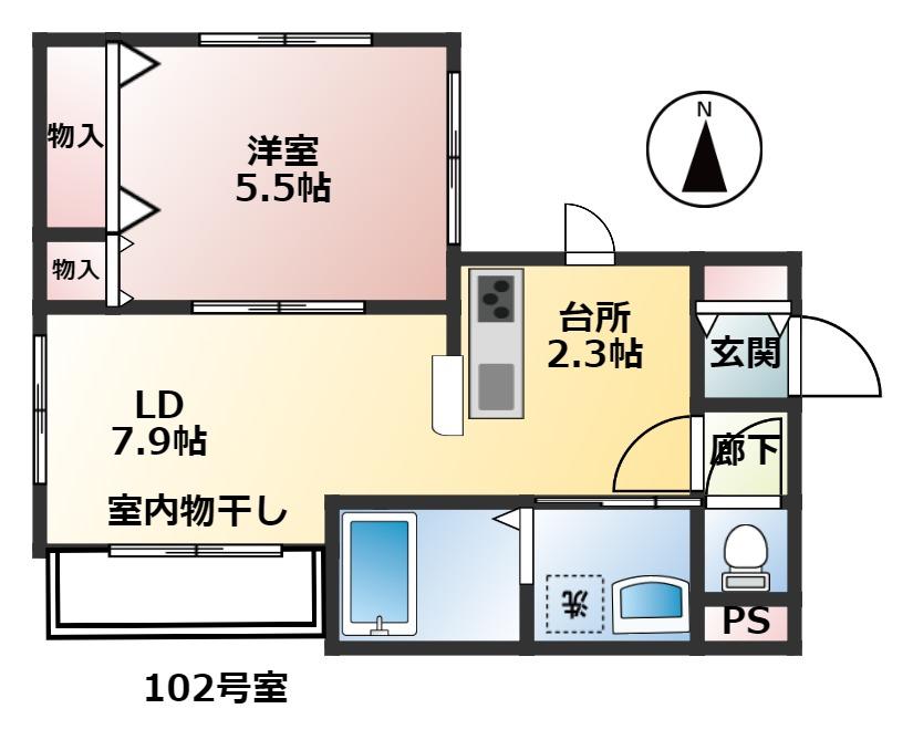 ヘレンシア杉並(1LDK/1階)の間取り写真