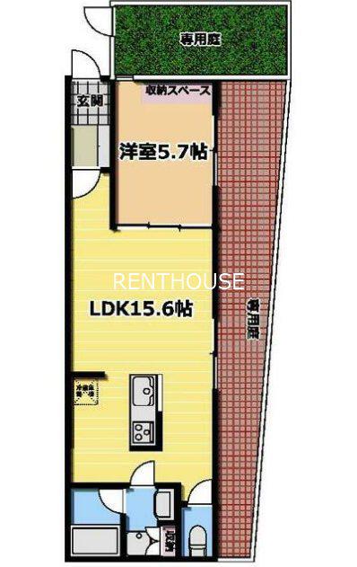 ブリリアントジェイオーワン(1LDK/1階)の間取り写真