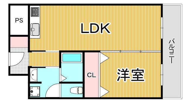 菟原ビル(1LDK/5階)の間取り写真