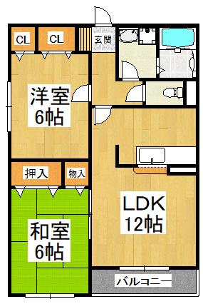 メゾンディジェームN棟(2LDK/1階)の間取り写真