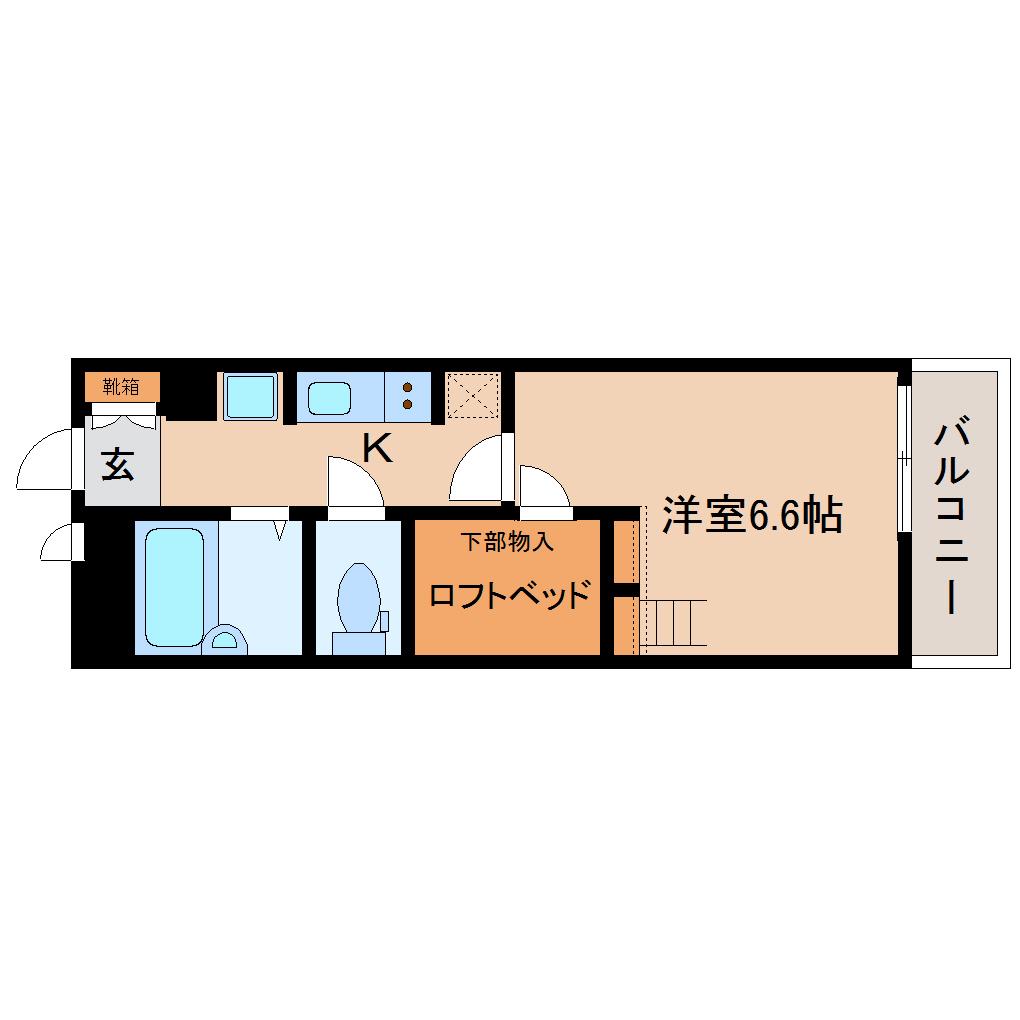 レオパレスヴィルヌーブ大和王寺(1K/3階)の間取り写真