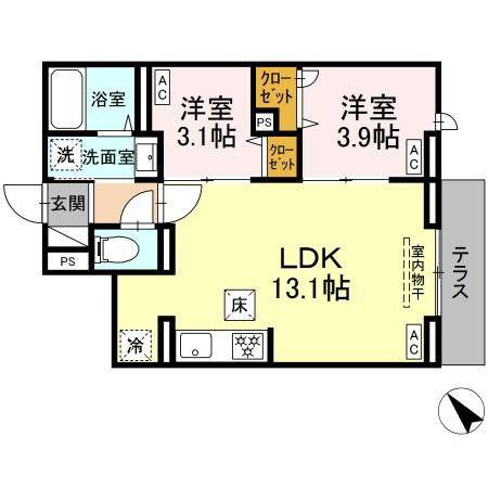 グラナーデ石神井台(2LDK/1階)の間取り写真