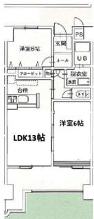 ハーモニー三幸(2LDK/4階)の間取り写真