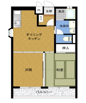 ふじハイム(2DK/3階)の間取り写真