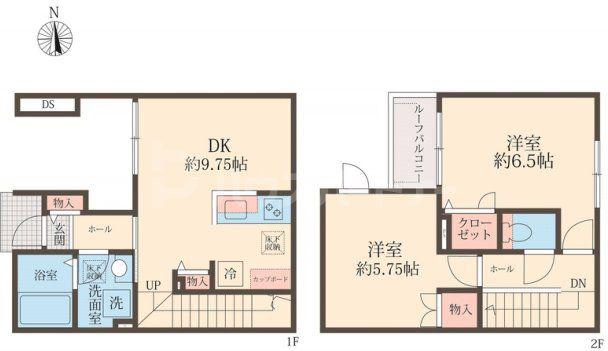 モンシャン(2DK/1階)の間取り写真