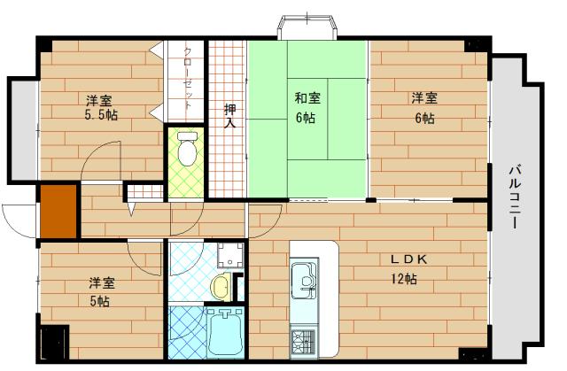 グランドール鳥居(4LDK/5階)の間取り写真