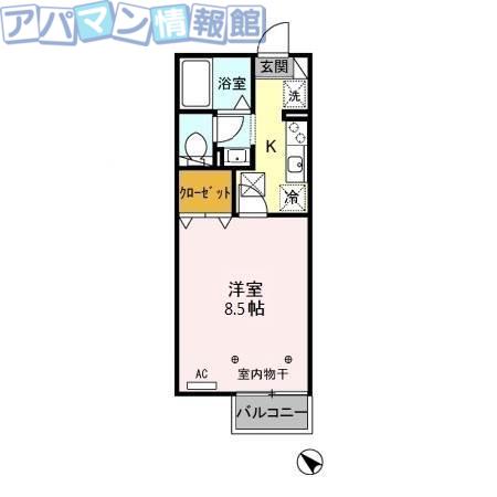 モナリエK(1K/2階)の間取り写真