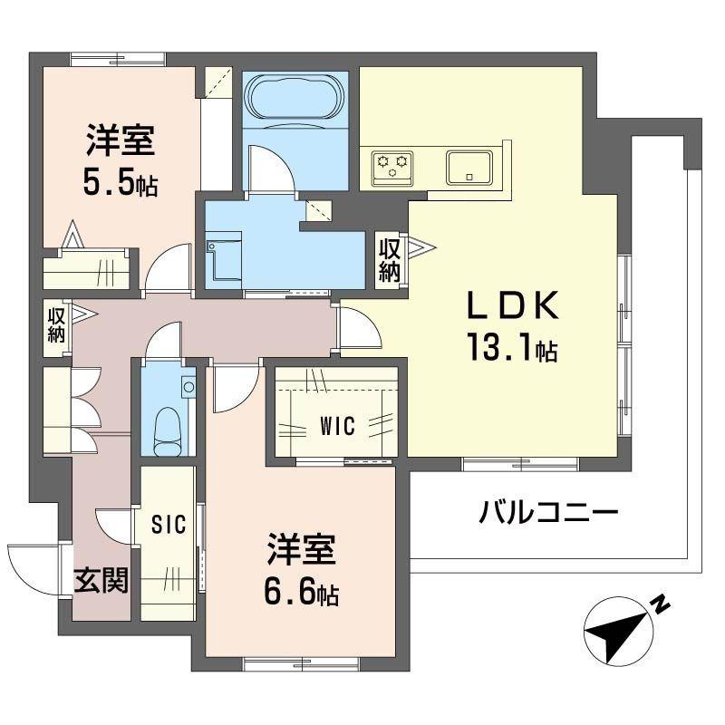 ベルカント(2LDK/4階)の間取り写真