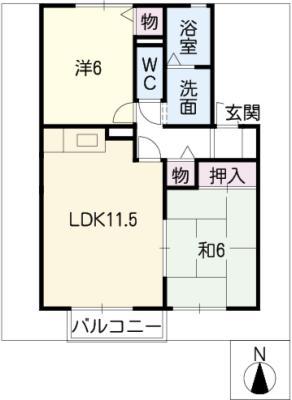 サニーコート下箕田 C(2LDK/1階)の間取り写真