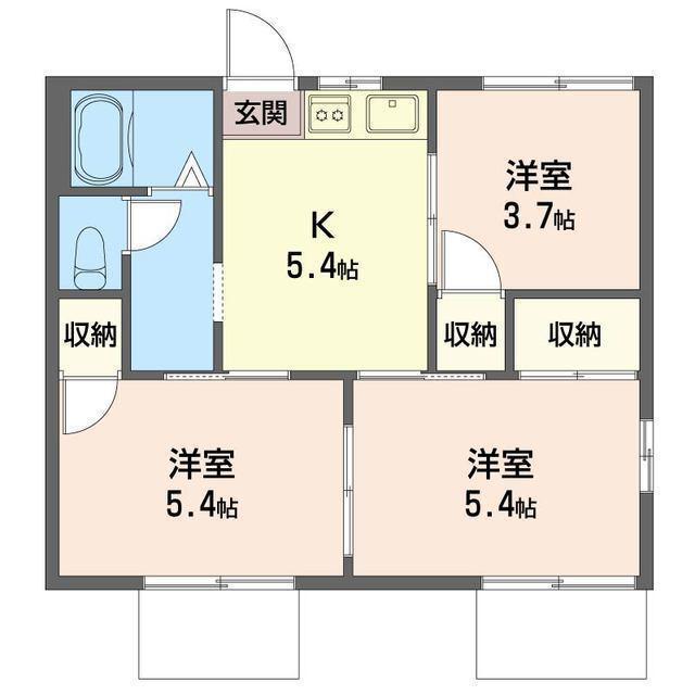 グリーンハイツ平楽 A棟(2LDK/1階)の間取り写真