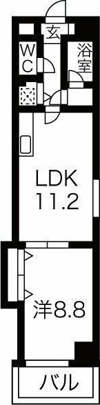 グローバル畑江(1LDK/3階)の間取り写真
