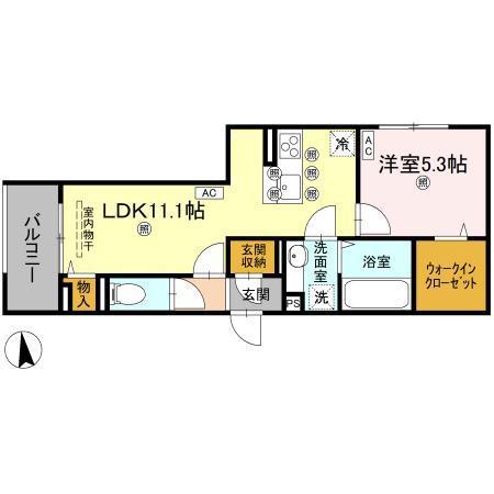 ギムレットA(1LDK/2階)の間取り写真