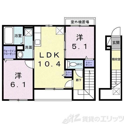 プラム江坂(2LDK/2階)の間取り写真