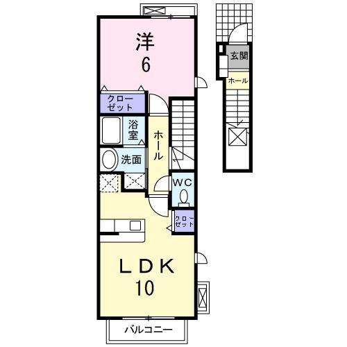 ラ メゾン プラージュ(1LDK/2階)の間取り写真