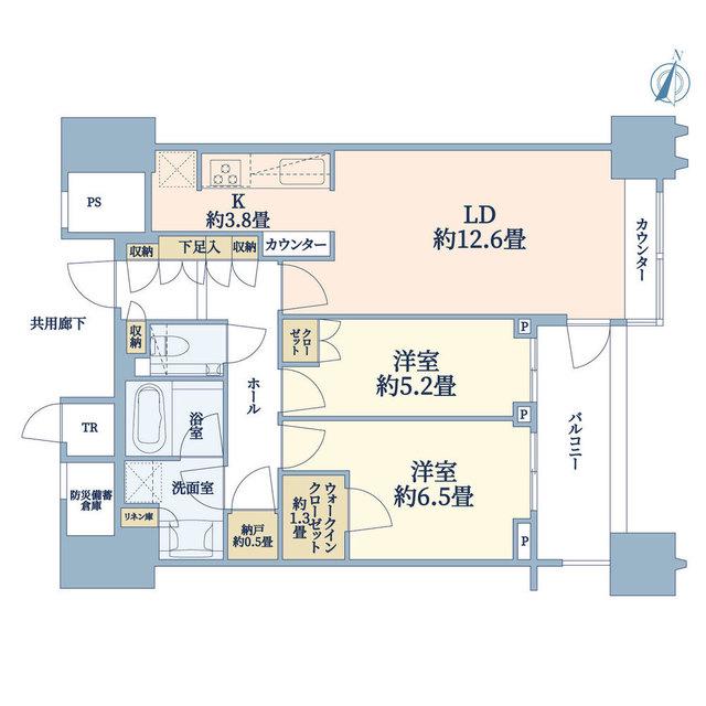 パークコート文京小石川ザ・タワー(2LDK/35階)の間取り写真